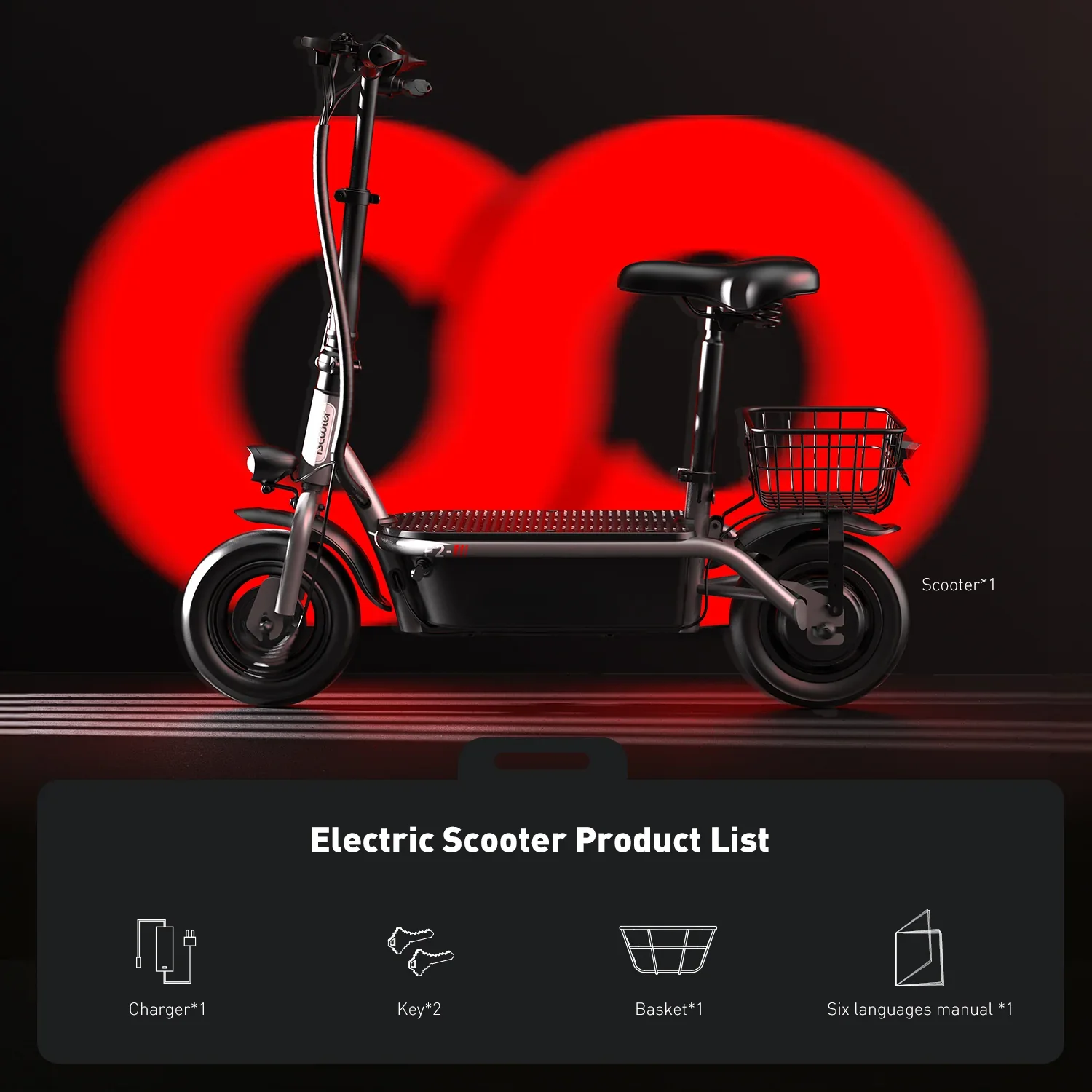 Iscooter F2 Electric Scooter With Seat 10" Pneumatic Tire view 10