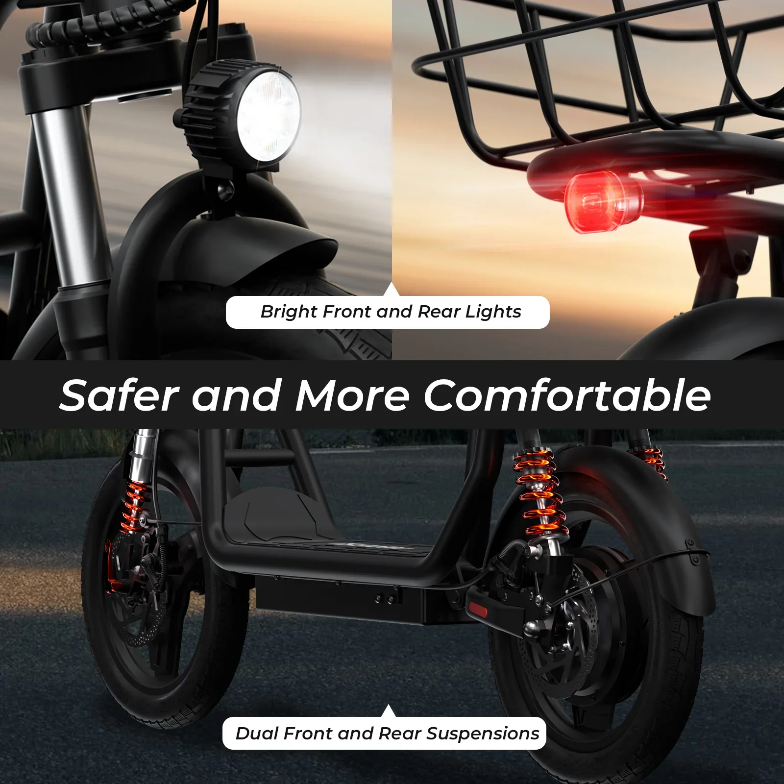 Iscooter i14 800W Electric Scooter With Seat & Basket view 3