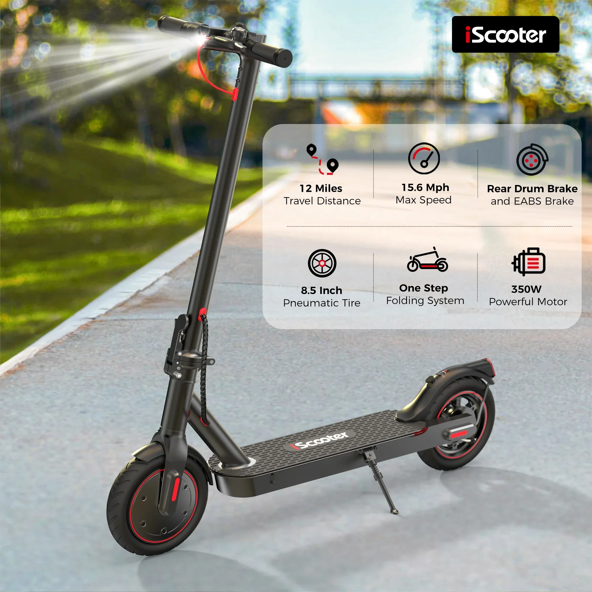 Iscooter i8 Electric Scooter 350W Motor view 2