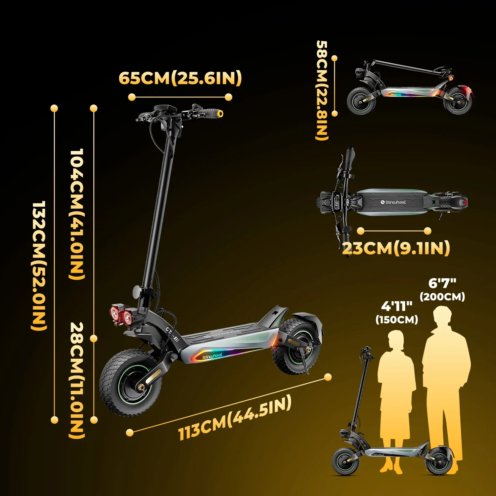 Isinwheel GT4 2400W Dual Motor Off-Road Electric Scooter 45MPH Top Speed view 12
