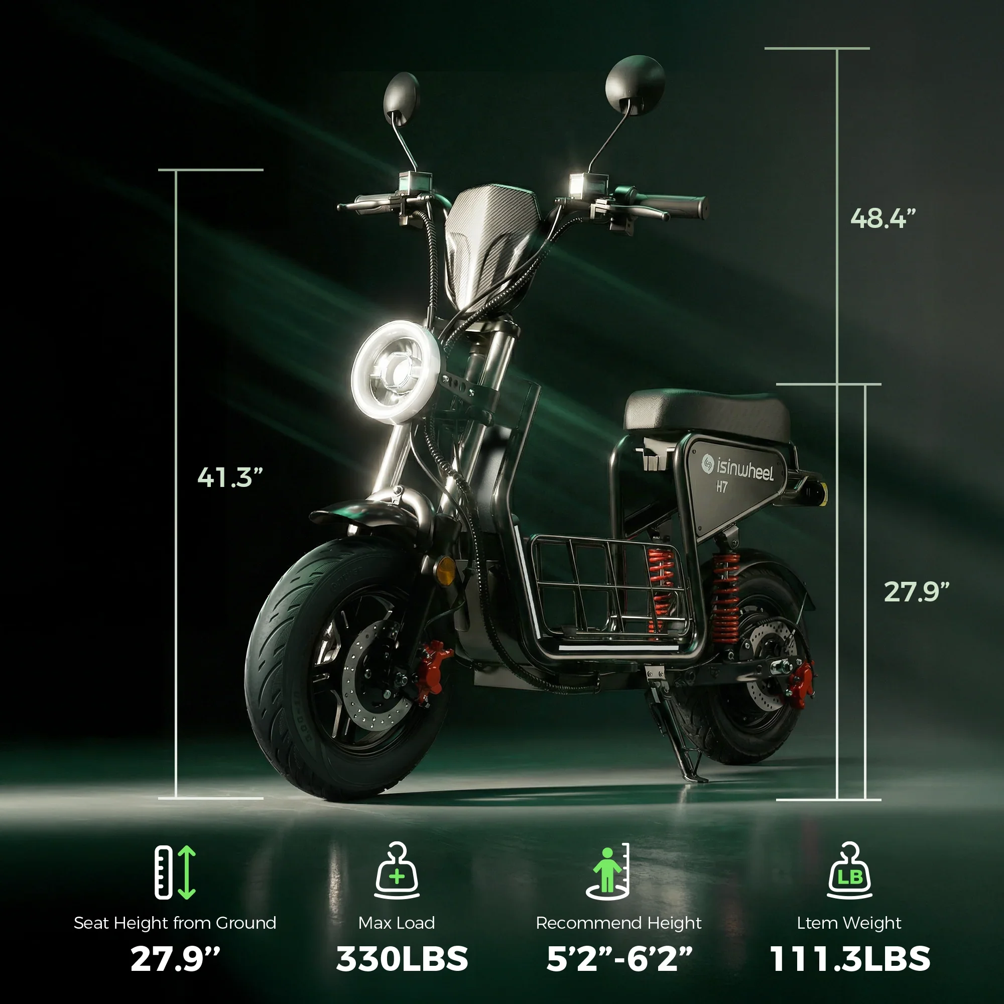 Isinwheel H7 High-End Commuting Electric Scooter 28MPH view 3