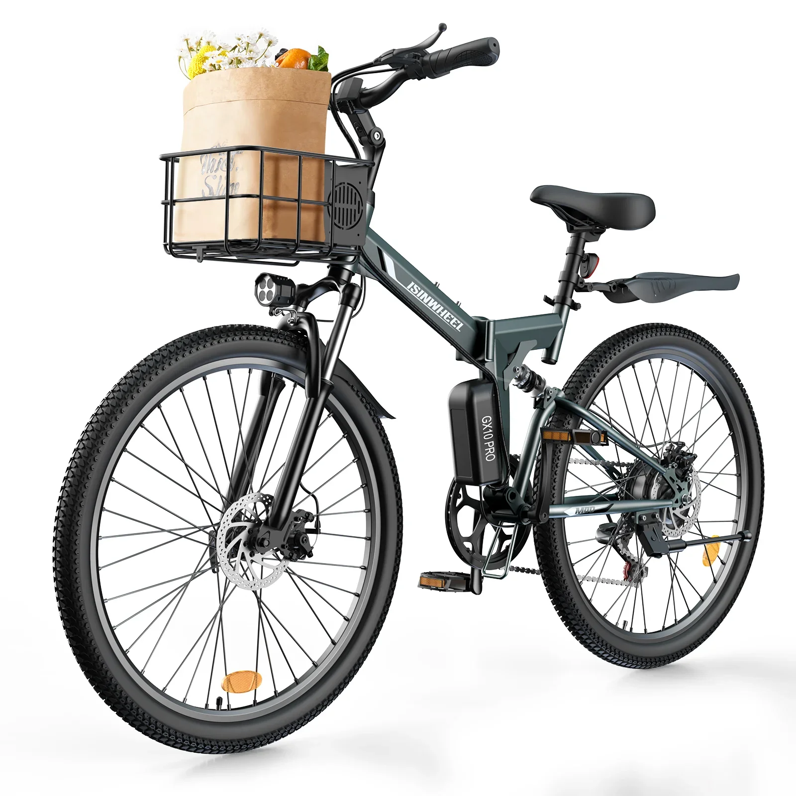 Isinwheel M40 Folding Electric Bike With Basket (AU) view 3