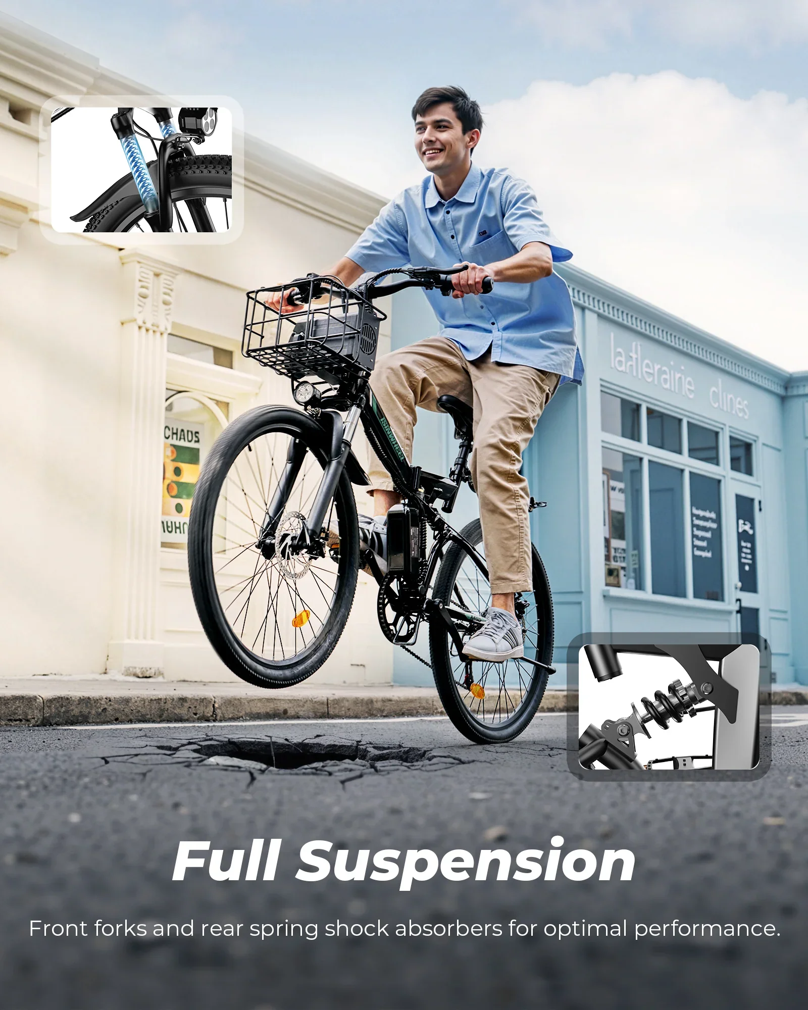 Isinwheel M40 Folding Electric Bike With Basket (AU) view 8