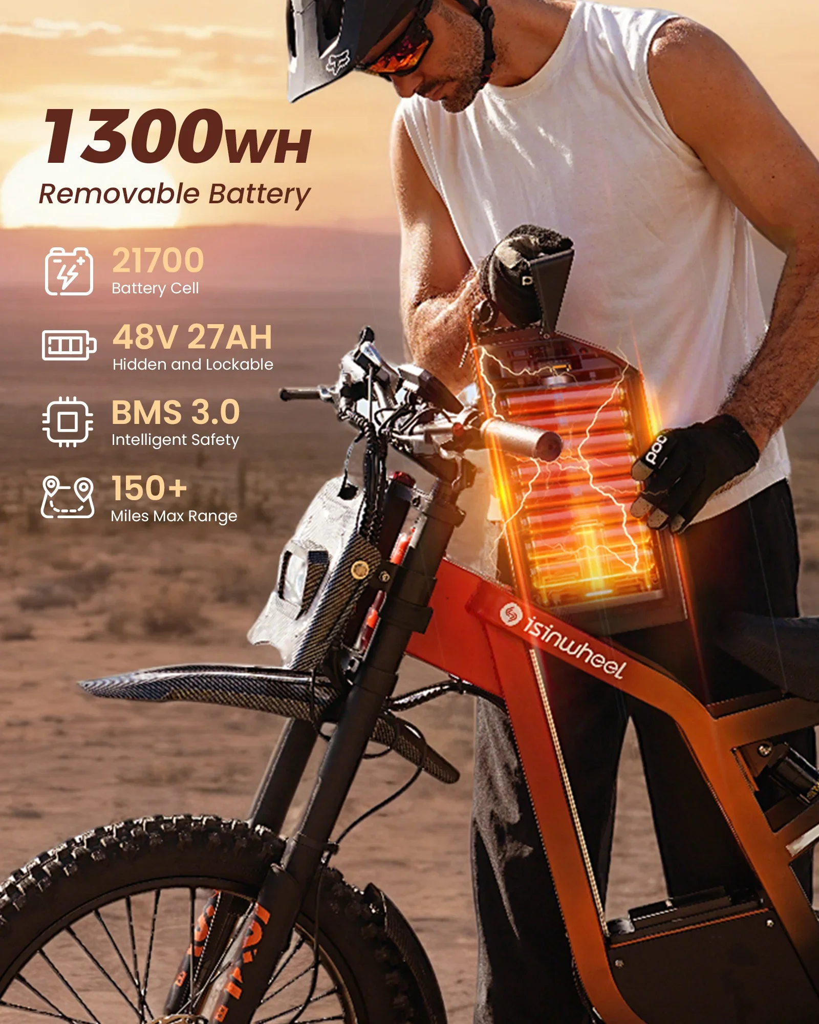 Isinwheel R8 Electric Dirt Bike For Adults 3000W & 150 Miles view 11