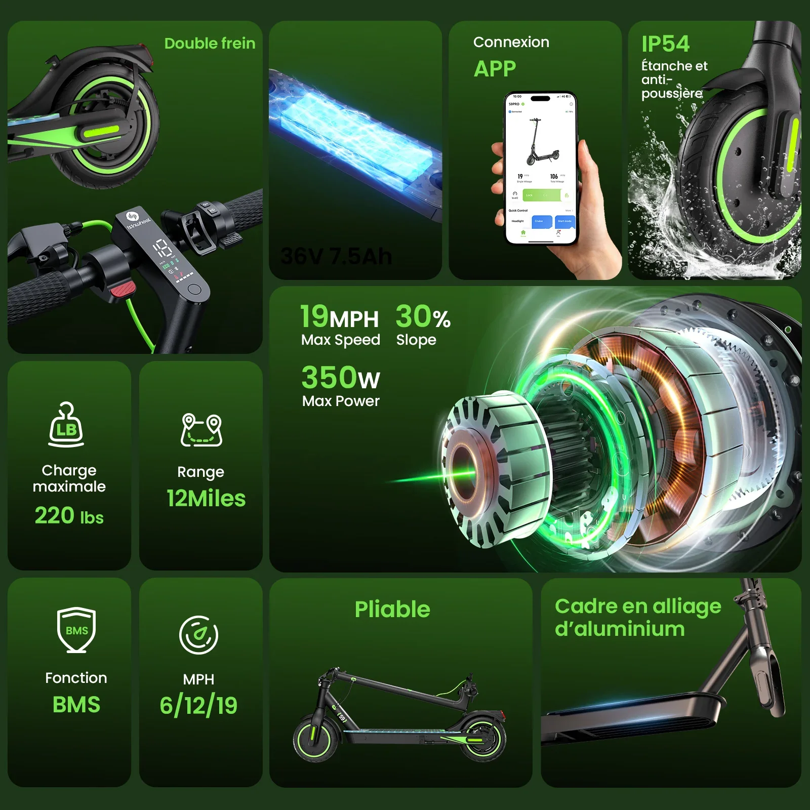 Isinwheel S9 Electric Scooter 350W view 8